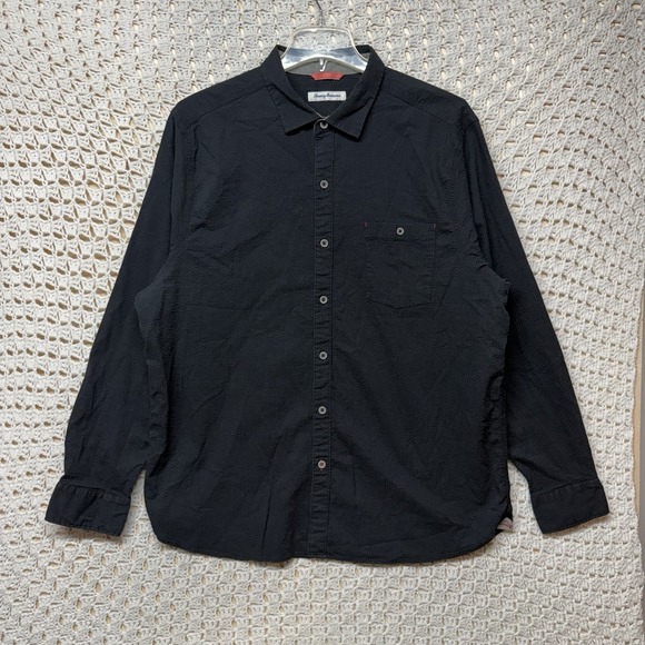 Tommy Bahama Other - Tommy Bahama Shirt Mens Sz XL Black Striped Long Sleeve Button Up